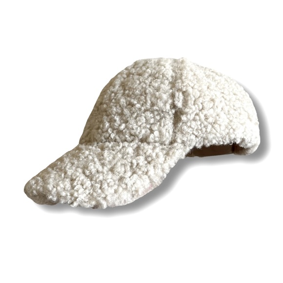 Shearling Baseball Cap by Olive & Pique Natural Color Teddy Bear Sherpa Hat - Picture 7 of 8